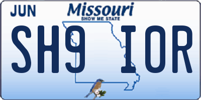 MO license plate SH9I0R