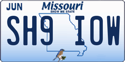 MO license plate SH9I0W