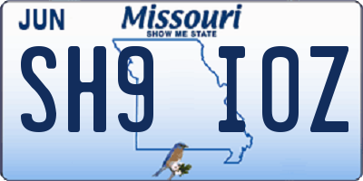 MO license plate SH9I0Z