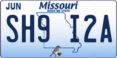 MO license plate SH9I2A