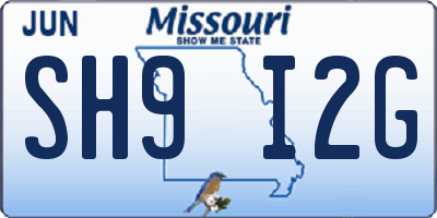 MO license plate SH9I2G