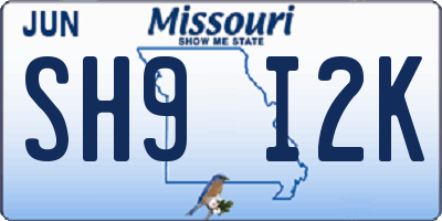 MO license plate SH9I2K
