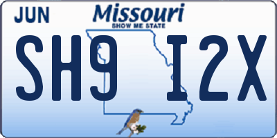 MO license plate SH9I2X