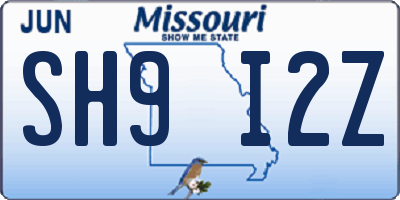 MO license plate SH9I2Z