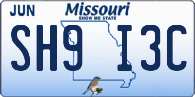 MO license plate SH9I3C