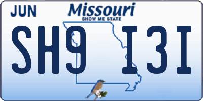 MO license plate SH9I3I