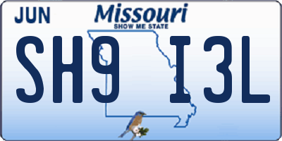 MO license plate SH9I3L