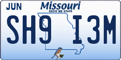 MO license plate SH9I3M
