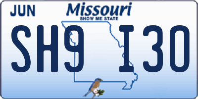 MO license plate SH9I3O