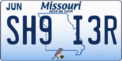 MO license plate SH9I3R