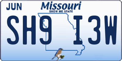 MO license plate SH9I3W