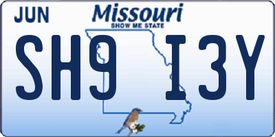 MO license plate SH9I3Y