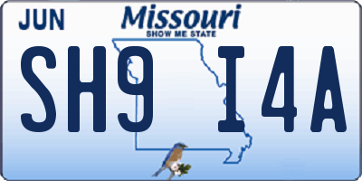 MO license plate SH9I4A