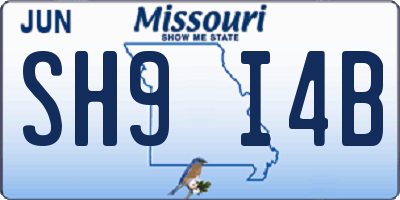 MO license plate SH9I4B