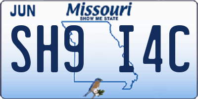 MO license plate SH9I4C