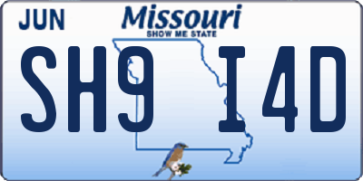 MO license plate SH9I4D