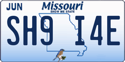 MO license plate SH9I4E