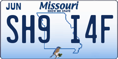 MO license plate SH9I4F