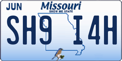 MO license plate SH9I4H