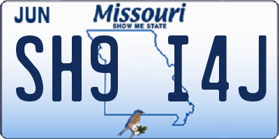 MO license plate SH9I4J
