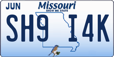 MO license plate SH9I4K