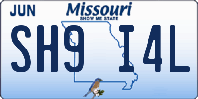 MO license plate SH9I4L