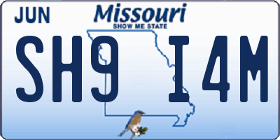 MO license plate SH9I4M