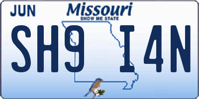 MO license plate SH9I4N