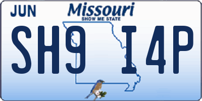 MO license plate SH9I4P
