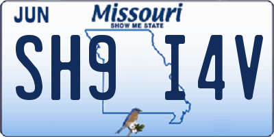 MO license plate SH9I4V