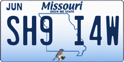 MO license plate SH9I4W