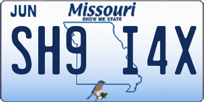 MO license plate SH9I4X