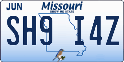 MO license plate SH9I4Z