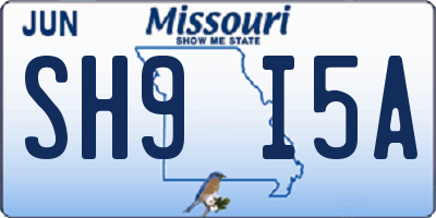 MO license plate SH9I5A
