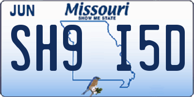 MO license plate SH9I5D