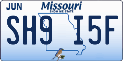 MO license plate SH9I5F