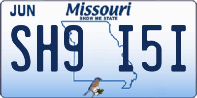 MO license plate SH9I5I