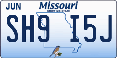 MO license plate SH9I5J