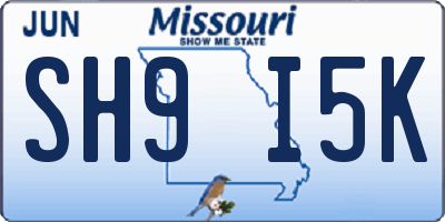 MO license plate SH9I5K