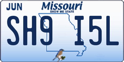 MO license plate SH9I5L