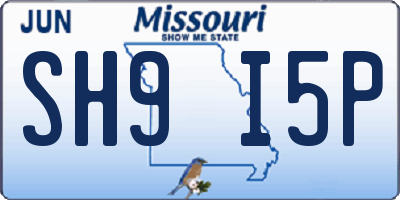 MO license plate SH9I5P