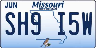 MO license plate SH9I5W