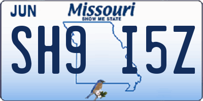 MO license plate SH9I5Z