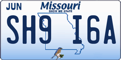MO license plate SH9I6A