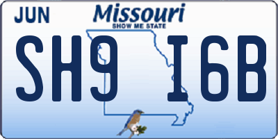 MO license plate SH9I6B