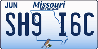 MO license plate SH9I6C