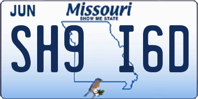 MO license plate SH9I6D