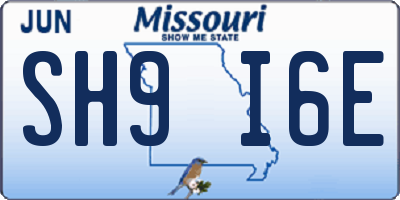 MO license plate SH9I6E