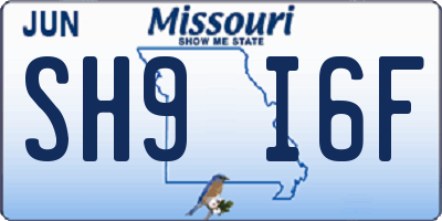 MO license plate SH9I6F