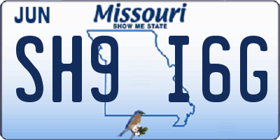 MO license plate SH9I6G